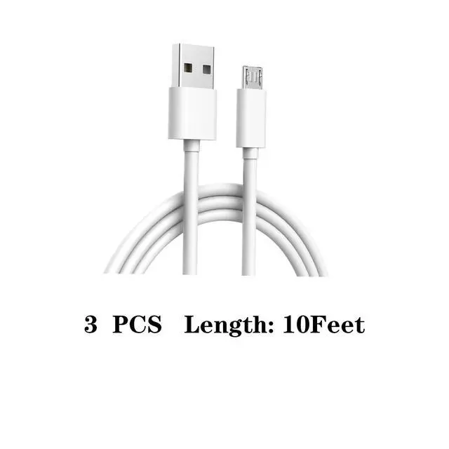 Alt view image 5 of 5 - 3-Pack 10 FT Cable Replacement for Ring Indoor Cam - USB-A to Micro USB Charger Cord White