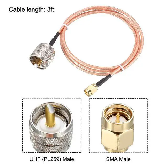 Alt view image 2 of 5 - SMA Male to UHF PL-259 Male RG316 RF Coaxial Coax Cable 3 Ft