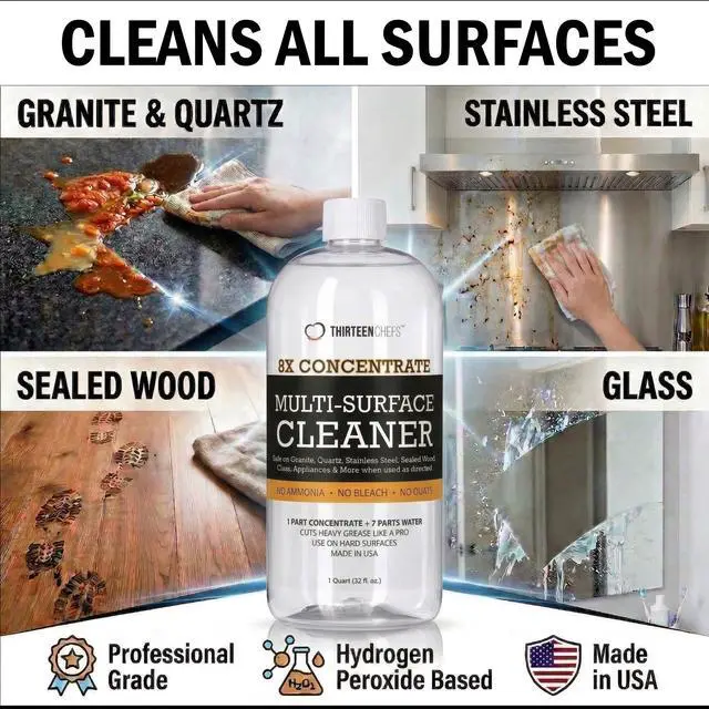 Alt view image 4 of 7 - 8X Multi-Surface Cleaner Concentrate - Makes 1 Gallon of Cleaner for Kitchen and Bath - Safe for Granite and Quartz Countertops - 16oz (No Sprayer Included)