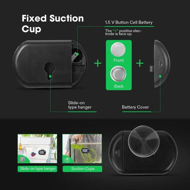 Alt view image 4 of 7 - 4-Pack LCD Digital Aquarium Thermometer Fish Tank Water Terrarium Temperature with Suction Cup for Turtle