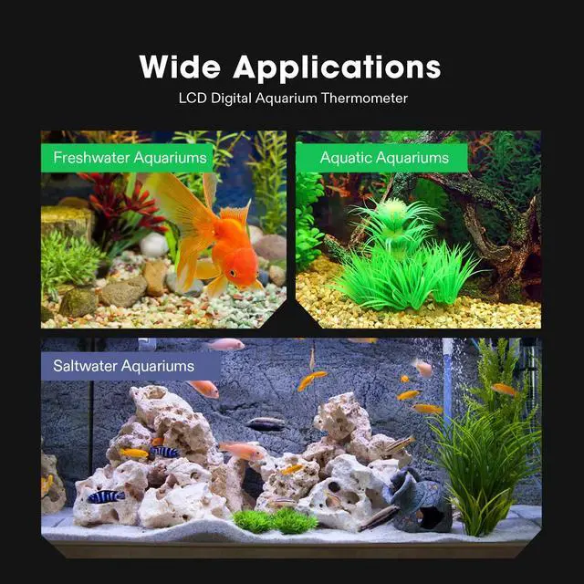 Alt view image 5 of 7 - 4-Pack LCD Digital Aquarium Thermometer Fish Tank Water Terrarium Temperature with Suction Cup for Turtle