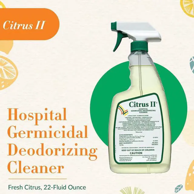 Alt view image 2 of 6 - Hospital Germicidal Deodorizing Cleaner - Fresh Citrus Scent - Disinfecting Spray - for Home, Hospital and Office Surfaces and Supplies - 22 Fl Oz