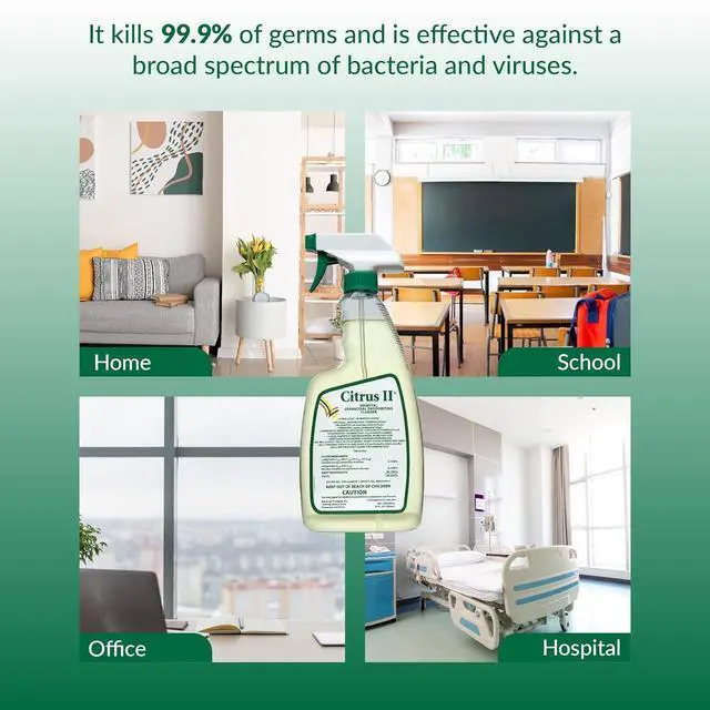 Alt view image 4 of 6 - Hospital Germicidal Deodorizing Cleaner - Fresh Citrus Scent - Disinfecting Spray - for Home, Hospital and Office Surfaces and Supplies - 22 Fl Oz