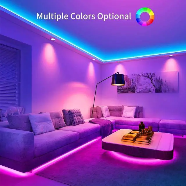 Alt view image 4 of 7 - LED Strip Lights, 16.4FT 5M SMD 5050 Waterproof 300LEDs RGB Color Changing Flexible LED Light Strip for Bedroom, TV Back Lighting, Christmas, Valentine's Day (Black PCB)