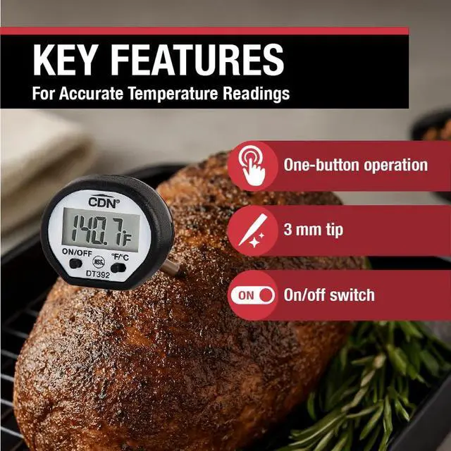 Alt view image 2 of 7 - DT392 ProAccurate® Digital Food Thermometer, NSF Certified Instant Read Meat Thermometer, Thin Tip Probe for Cooking, Grilling, BBQ, Candy Making & Baking, -50 to 392°F