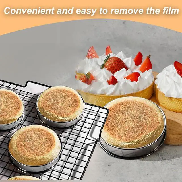 Alt view image 3 of 6 - 10Pcs Cookie Rings for Baking Cooking English Muffin Crumpet Rings Stainless Steel Round Cookie Double Rolled Tart Molds for Kitchen Baking, 4+3.35 Inch