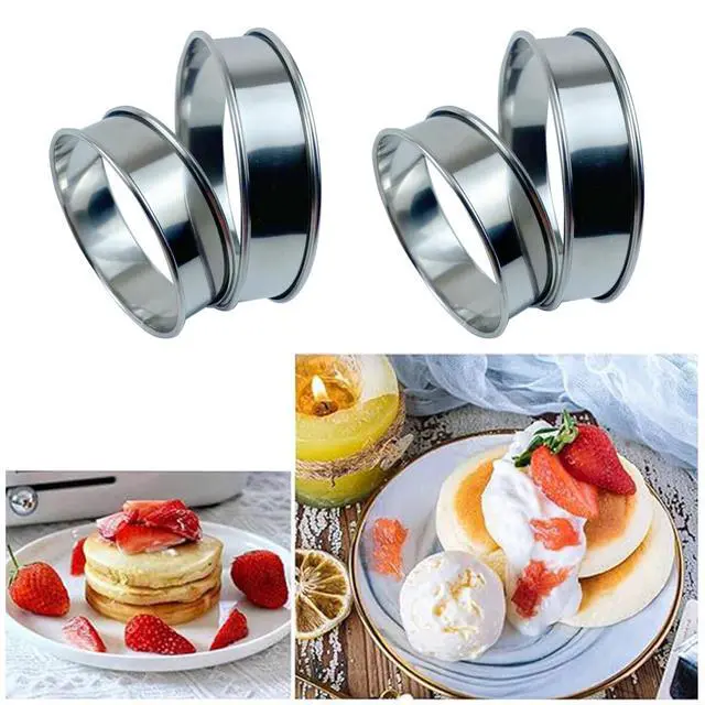 Alt view image 4 of 6 - 10Pcs Cookie Rings for Baking Cooking English Muffin Crumpet Rings Stainless Steel Round Cookie Double Rolled Tart Molds for Kitchen Baking, 4+3.35 Inch