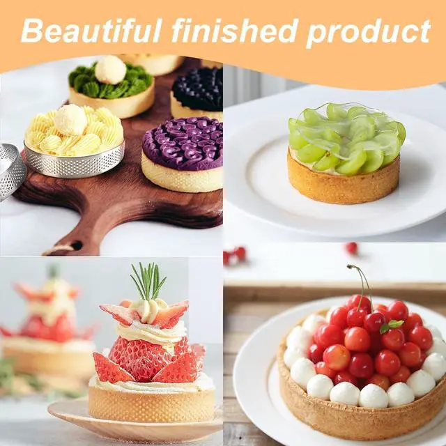 Alt view image 5 of 6 - 10Pcs Cookie Rings for Baking Cooking English Muffin Crumpet Rings Stainless Steel Round Cookie Double Rolled Tart Molds for Kitchen Baking, 4+3.35 Inch