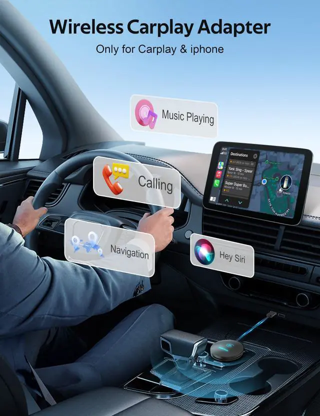 Alt view image 3 of 7 - Wireless CarPlay Adapter - Convert Wired to Wireless CarPlay Dongle Plug & Play for Factory OEM Wired CarPlay Cars, Fit for iPhone iOS 10 and Later