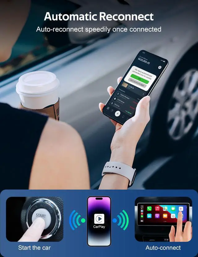 Alt view image 5 of 7 - Wireless CarPlay Adapter - Convert Wired to Wireless CarPlay Dongle Plug & Play for Factory OEM Wired CarPlay Cars, Fit for iPhone iOS 10 and Later