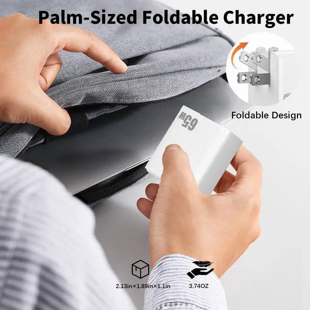 Alt view image 6 of 7 - 65W USB C Charger for Samsung/Galaxy S26 Ultra Fast Charging White
