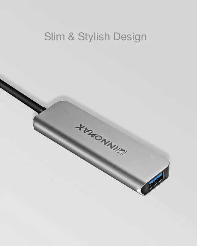 Alt view image 6 of 6 - USB Hub 4 Ports, 3.9 Feet Cable, Aluminum 4-Port USB 3.0 Data Hub USB Expander Splinter for Laptop, PC, Flash Drive, Mobile HDD, Printer, Camera, Mouse, Keyboard