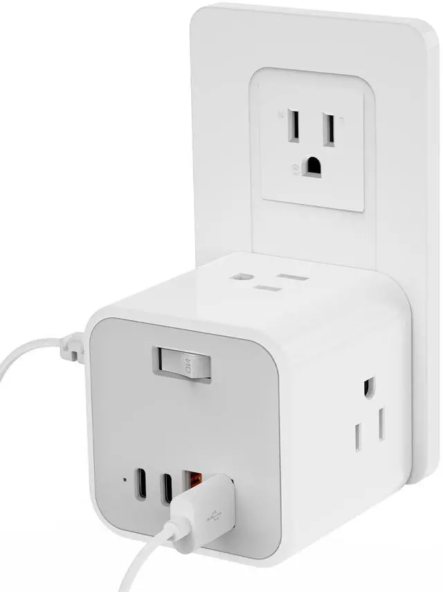 Main image of Outlet Extender USB C Wall Charger, Bototek Multi Plug Outlet Splitter 4AC Outlets with 4 USB Port, 20W USB C for Multiple Devices, 5-Sided Multi Plug for Cruise Home Office Dorm Room Essentials