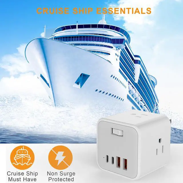 Alt view image 6 of 7 - Outlet Extender USB C Wall Charger, Bototek Multi Plug Outlet Splitter 4AC Outlets with 4 USB Port, 20W USB C for Multiple Devices, 5-Sided Multi Plug for Cruise Home Office Dorm Room Essentials