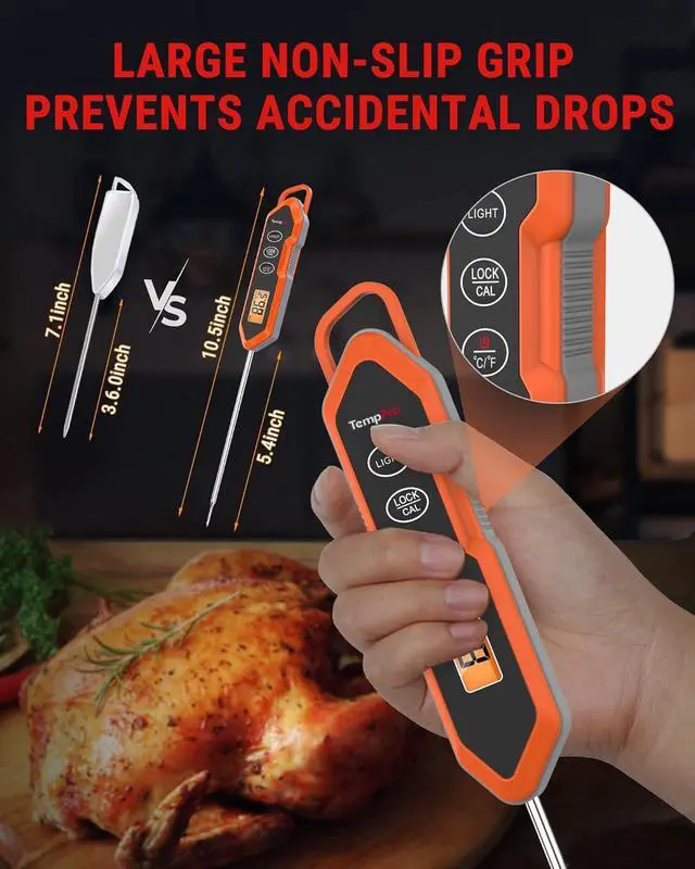 Alt view image 3 of 7 - TP15H Waterproof Instant Read Meat Thermometer for Cooking, Digital Food Thermometer with Backlight & Calibration, Cooking Thermometer for BBQ (Previously ThermoPro)