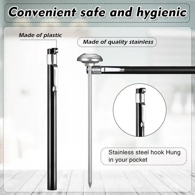 Alt view image 3 of 6 - 6 Pcs Stainless Steel Kitchen Thermometer with 5 Inch Long Stem 1 Inch Dial Thermometer Milk Frothing Food for Oven Probe Meat Grill BBQ Cooking Chocolate Water(Black)