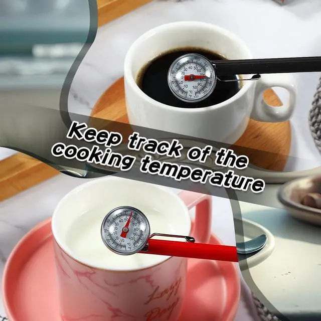Alt view image 5 of 6 - 6 Pcs Stainless Steel Kitchen Thermometer with 5 Inch Long Stem 1 Inch Dial Thermometer Milk Frothing Food for Oven Probe Meat Grill BBQ Cooking Chocolate Water(Black)