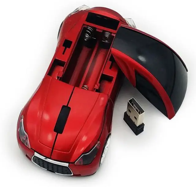 Alt view image 4 of 5 - Wireless Car Mouse for Computer, with USB Reciver, 3D, 1600DPI, Cool and Cute, for Laptop PC Computer Mac, for Both Boys, Girls, Kids and Adult, Red