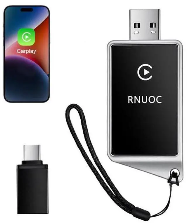 Main image of Wireless CarPlay Adapter for Apple iPhone - Zero Lag, Plug-and-Play Auto Connect WIFI & Bluetooth Control for Cars | Turns Factory Wired CarPlay to Wireless, from iOS 10+ to Screen w/USB C Car Adapter