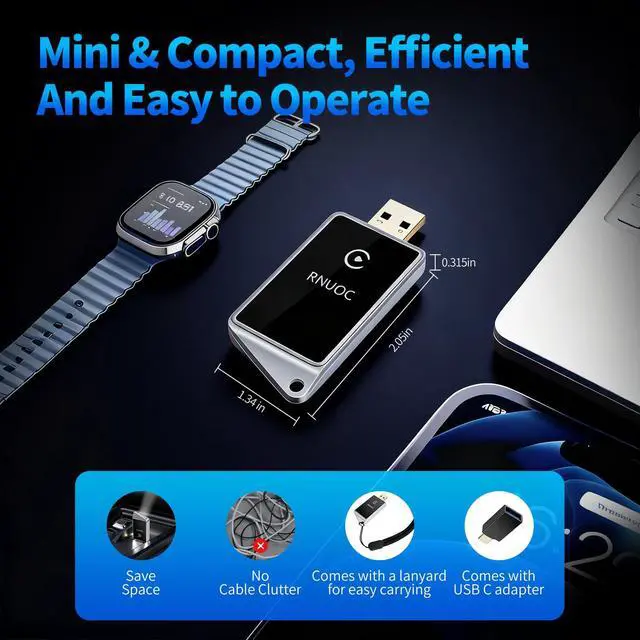 Alt view image 6 of 7 - Wireless CarPlay Adapter for Apple iPhone - Zero Lag, Plug-and-Play Auto Connect WIFI & Bluetooth Control for Cars | Turns Factory Wired CarPlay to Wireless, from iOS 10+ to Screen w/USB C Car Adapter