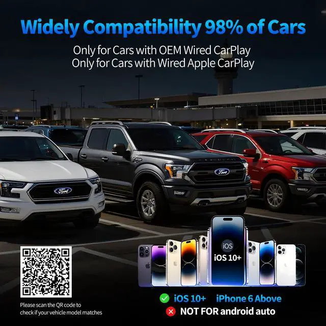 Alt view image 7 of 7 - Wireless CarPlay Adapter for Apple iPhone - Zero Lag, Plug-and-Play Auto Connect WIFI & Bluetooth Control for Cars | Turns Factory Wired CarPlay to Wireless, from iOS 10+ to Screen w/USB C Car Adapter