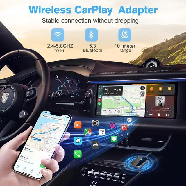 Alt view image 2 of 7 - Wireless carplay Adapter for iPhone 2025, Wired CarPlay to Wireless, Mini Car Play Dongle for Phone,Instant Connectivity, Fit for Cars with Built-in CarPlay