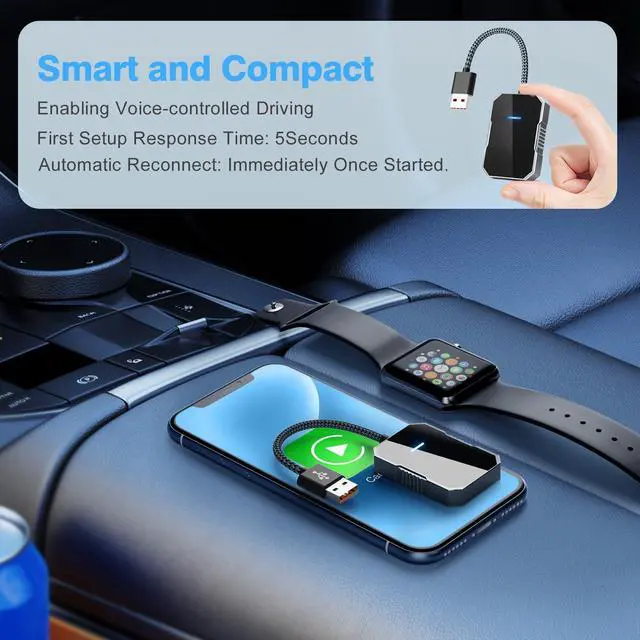 Alt view image 7 of 7 - Wireless carplay Adapter for iPhone 2025, Wired CarPlay to Wireless, Mini Car Play Dongle for Phone,Instant Connectivity, Fit for Cars with Built-in CarPlay