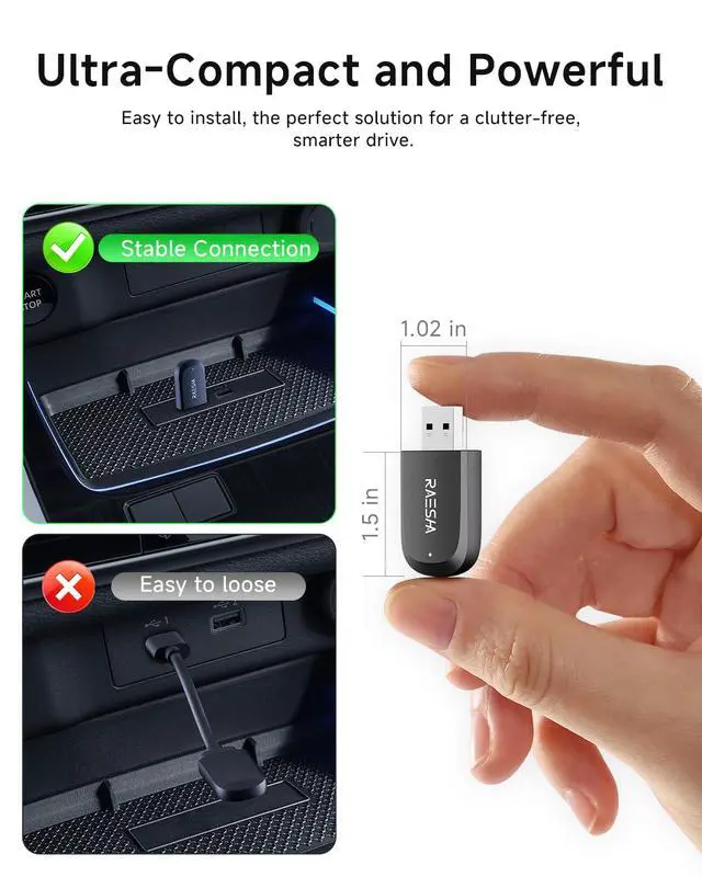 Alt view image 4 of 7 - Wireless CarPlay Adapter Mini 2 in 1 Wireless CarPlay Adapter for Both Apple CarPlay and Android Auto Easy Installation, Clutter-Free, and Seamless Control with Ultra-Fast Connection
