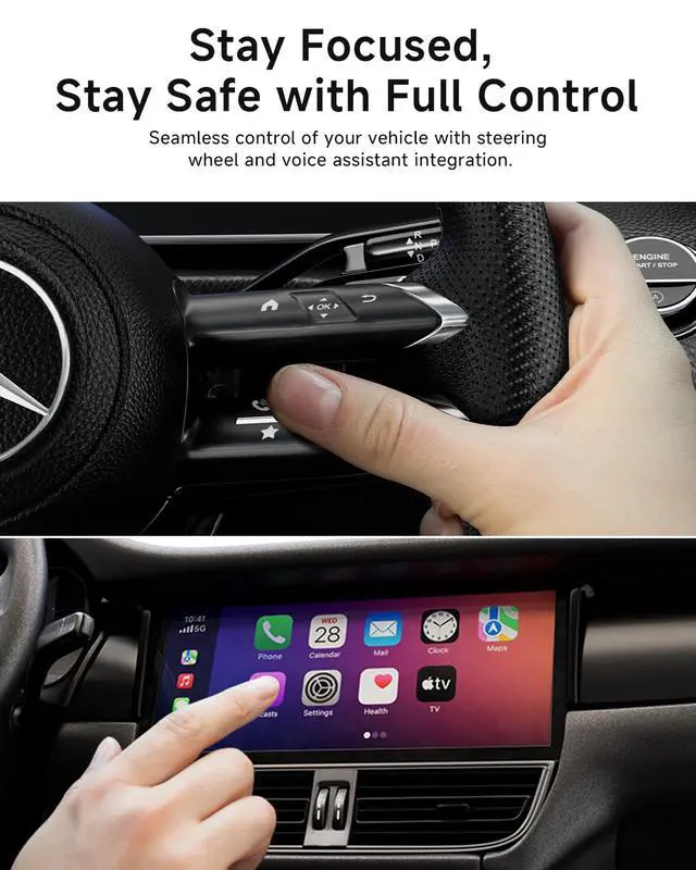 Alt view image 6 of 7 - Wireless CarPlay Adapter Mini 2 in 1 Wireless CarPlay Adapter for Both Apple CarPlay and Android Auto Easy Installation, Clutter-Free, and Seamless Control with Ultra-Fast Connection