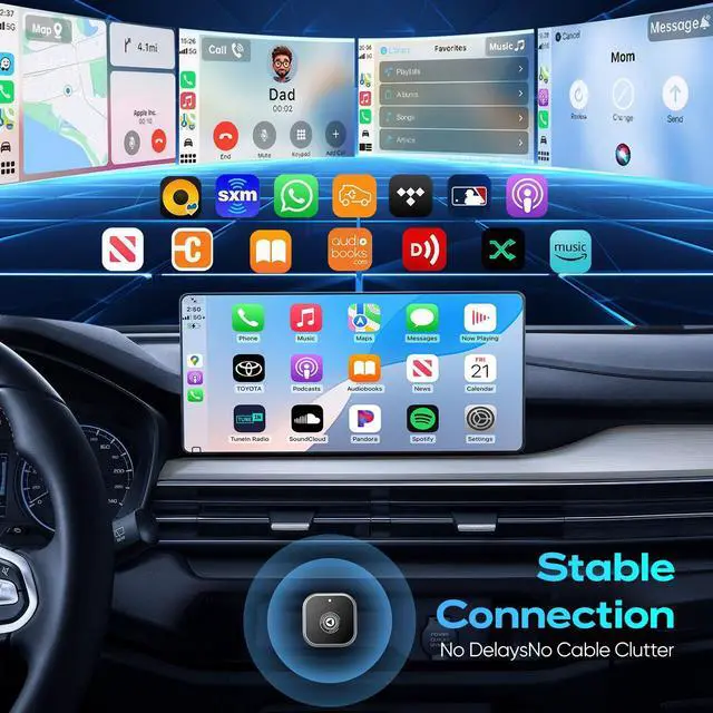 Alt view image 3 of 7 - Wireless CarPlay Adapter for Cars with Built-in Wired Apple CarPlay Plug and Play, Mini-USB Design, Fast Stable Connection, for iPhone with USB/Type-C Port