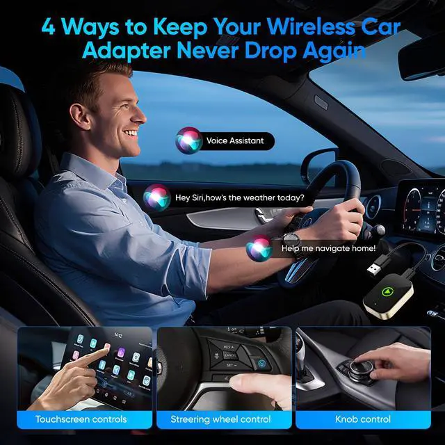Alt view image 5 of 7 - Wireless Carplay Adapter for iPhone, Converts Wired CarPlay to Bluetooth Wireless, Mini Car Play Screen Dongle with USB A/C for Cars 2018+ with Built-in Wired Carplay, Auto-Connect, No Delay