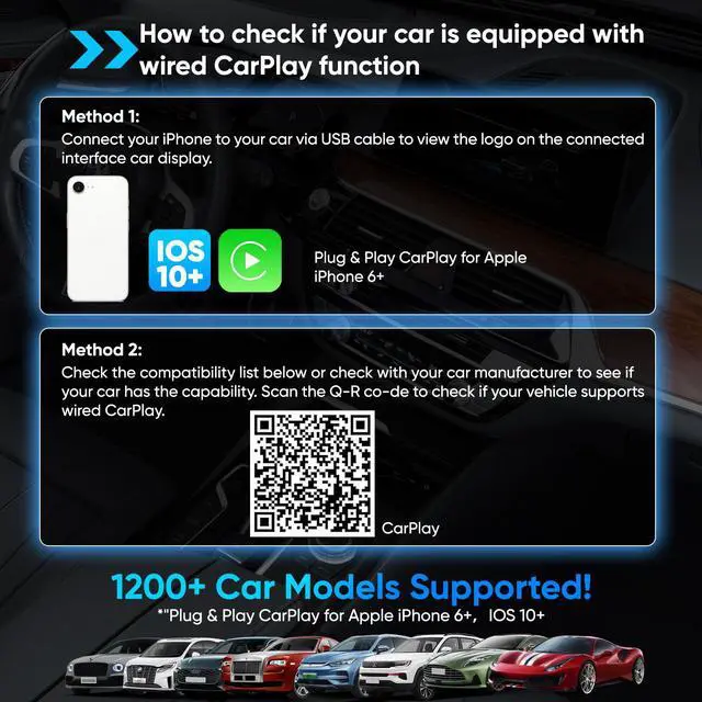 Alt view image 7 of 7 - Wireless Carplay Adapter for iPhone, Converts Wired CarPlay to Bluetooth Wireless, Mini Car Play Screen Dongle with USB A/C for Cars 2018+ with Built-in Wired Carplay, Auto-Connect, No Delay
