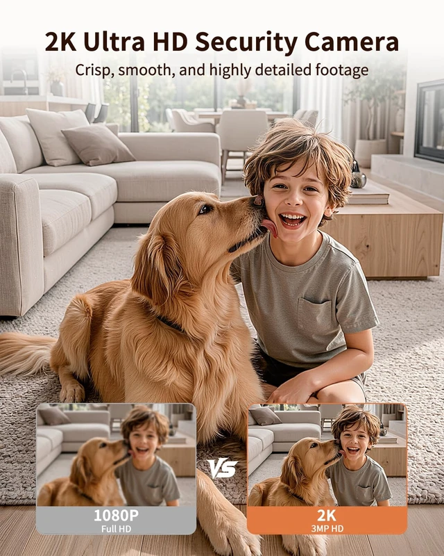 Alt view image 2 of 7 - Indoor Cameras for Home Security, for indoor Baby Pet Dog Cat Nanny | Auto tracking,5G&2.4G WiFi,Work with Alexa,AI Voice Output,Instant Alert,Night Vision,IP65