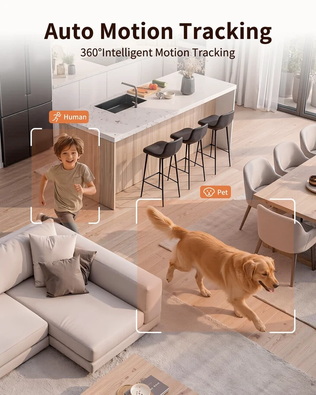 Alt view image 3 of 7 - Indoor Cameras for Home Security, for indoor Baby Pet Dog Cat Nanny | Auto tracking,5G&2.4G WiFi,Work with Alexa,AI Voice Output,Instant Alert,Night Vision,IP65