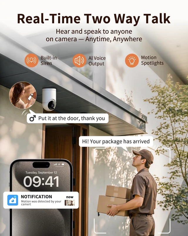 Alt view image 6 of 7 - Indoor Cameras for Home Security, for indoor Baby Pet Dog Cat Nanny | Auto tracking,5G&2.4G WiFi,Work with Alexa,AI Voice Output,Instant Alert,Night Vision,IP65