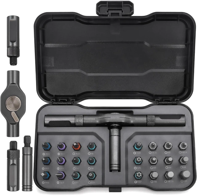 24 in 1 Magnetic Ratchet Screwdriver Set,Mini Switchable Screwdriver Set with Detachable Ratchet Handle,Portable Repair Driver for Furniture Computer Bicycle Electronics Home Improvement