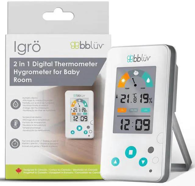 Main image of Igrö 2-in-1 | Indoor Digital Thermometer and Hygrometer | Humidity Meter for Baby Room with Alarm | Portable, User-Friendly | Ideal for Nursery, Home, or Travel