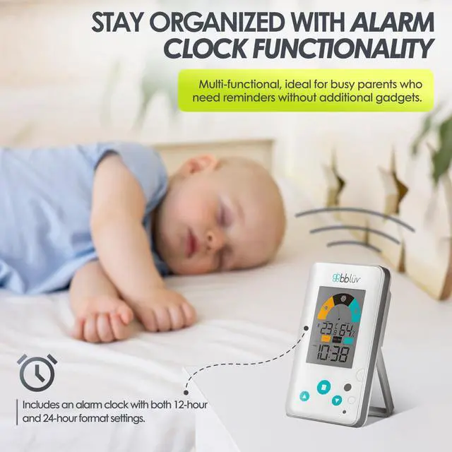 Alt view image 4 of 5 - Igrö 2-in-1 | Indoor Digital Thermometer and Hygrometer | Humidity Meter for Baby Room with Alarm | Portable, User-Friendly | Ideal for Nursery, Home, or Travel