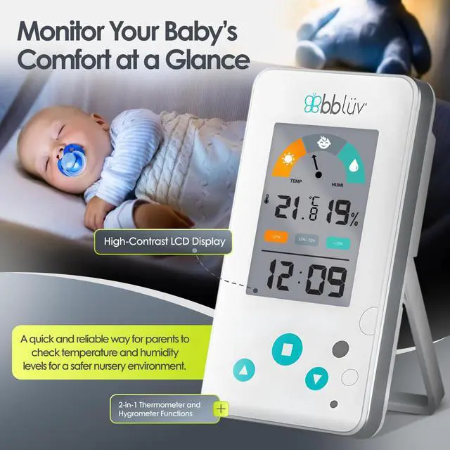 Alt view image 5 of 5 - Igrö 2-in-1 | Indoor Digital Thermometer and Hygrometer | Humidity Meter for Baby Room with Alarm | Portable, User-Friendly | Ideal for Nursery, Home, or Travel