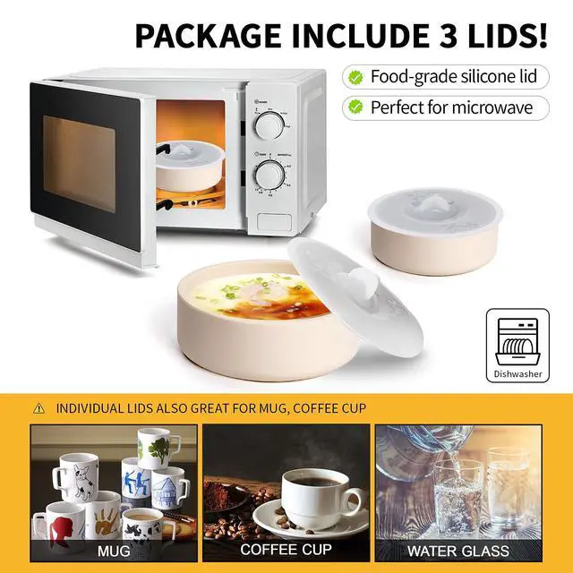 Alt view image 4 of 7 - 3 Pack Silicone Egg Poacher with Lids, Air Fryer Egg Molds Reusable Nonstick Egg Bites Pan Microwave Egg Cooker, Silicone Egg Cup for Microwavable Egg Stovetop Instan Pot Egg Poaching Sous