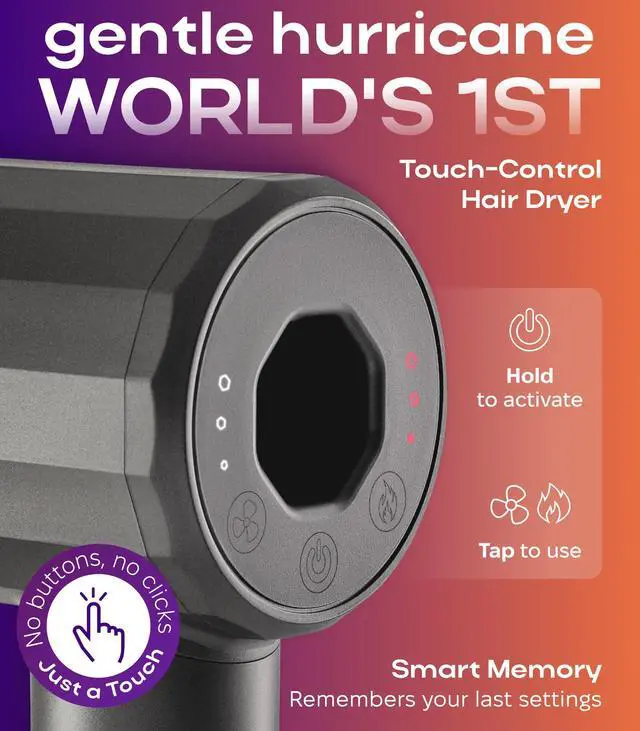 Alt view image 4 of 7 - Ionic Hair Dryer for Women and Men, Professional Premium Quality High-Speed Motor 110,000 RPM, 1600W Power, 200M Negative Ions, 9ft Long Cord, Lightweight Blow Dryer, Fast & Ultra Quiet (Gray)