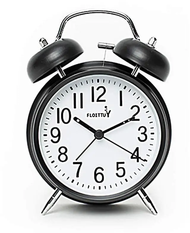 Main image of {Loud Alarm for Deep Sleepers) 4'' Twin Bell Alarm Clock with Backlight for Bedroom and Home Decoration(Black)