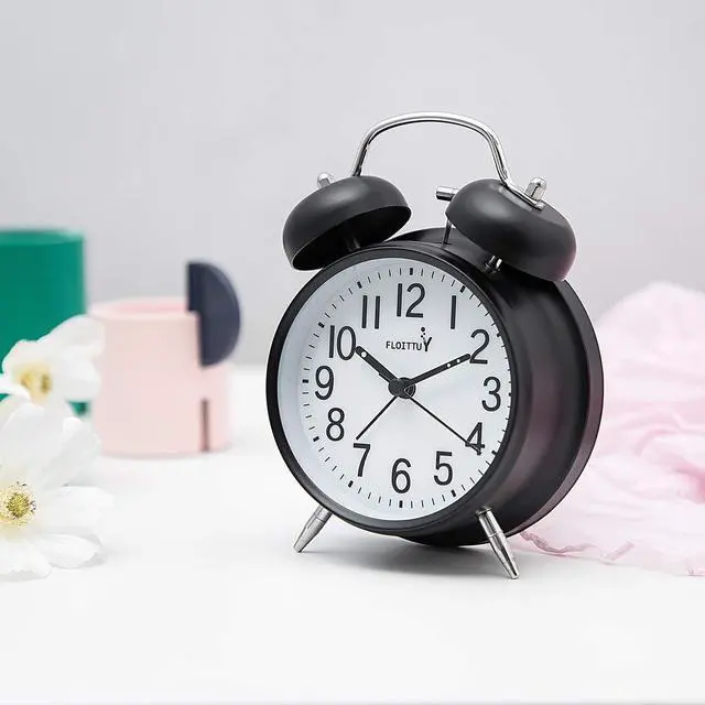 Alt view image 2 of 7 - {Loud Alarm for Deep Sleepers) 4'' Twin Bell Alarm Clock with Backlight for Bedroom and Home Decoration(Black)