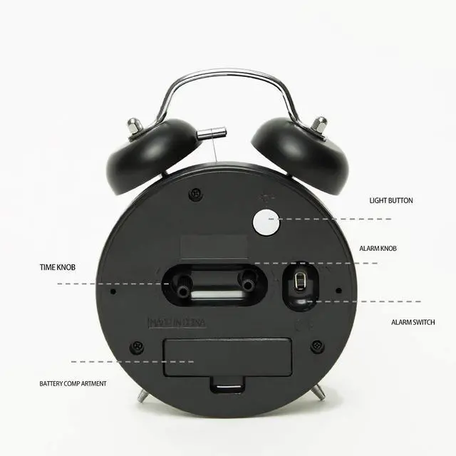 Alt view image 7 of 7 - {Loud Alarm for Deep Sleepers) 4'' Twin Bell Alarm Clock with Backlight for Bedroom and Home Decoration(Black)