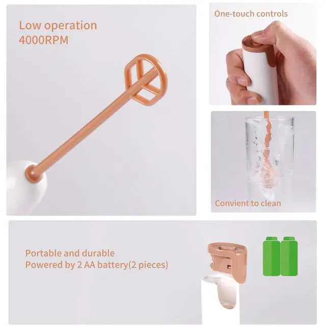 Alt view image 7 of 7 - Handheld Electric Baby Formula Mixer,Handheld Drink Mixer (Off White)