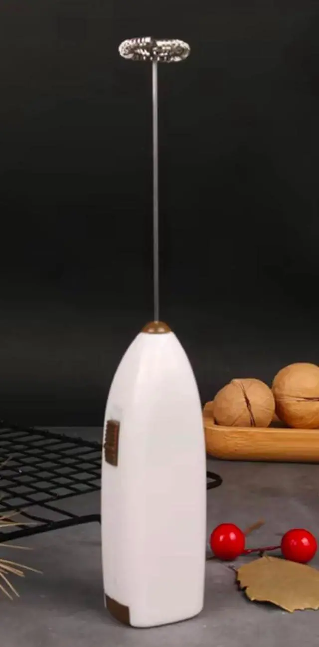 Main image of Electric Milk Frother for Coffee | Battery Operated Foam Maker | Stainless Steel Whisk (White)