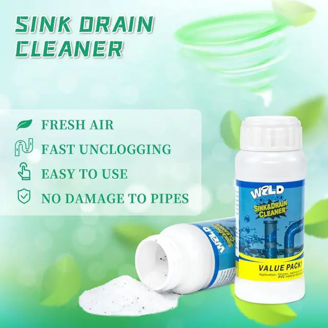 Alt view image 3 of 6 - Drain Cleaner Powder, Wild Tornado Sink and Drain Cleaner Powerful Pipeline Dredging Agent, Kitchen Unblocker, Powder for Kitchen Toilet3Pcs