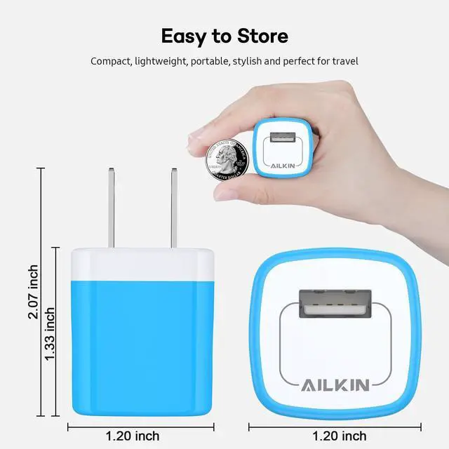 Alt view image 6 of 7 - USB Wall Charger 10 Pack, 5V 1A Single Port USB-A Power Plug Charging Block