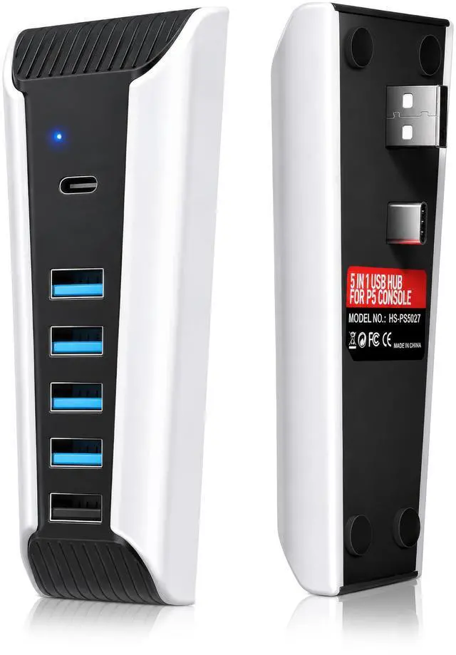 Main image of 5 Port USB Hub for PS5,USB High-Speed Expansion Hub Charger USB Extender Compatible with PlayStation 5 Game Consolewith 4 USB + 1 USB Charging Port + 1 Type C Port