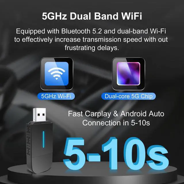 Alt view image 5 of 7 - 2 in 1 Wireless-CarPlay-Adapter-for Cars,Android Auto USB/Type-C Plug&Play